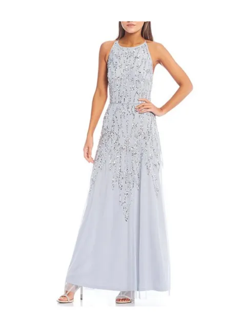 JUMP APPAREL Womens Zippered  Sleeveless Halter Full-Length Prom Gown Dress