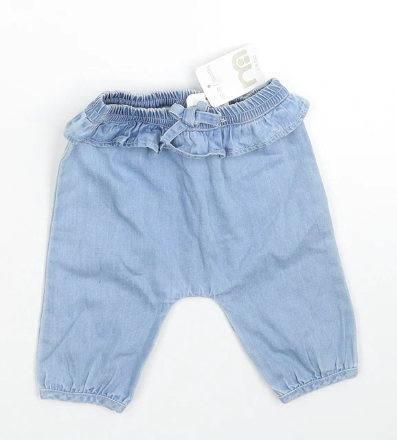 Mothercare Girls Beige Cotton Jogger Trousers Size 0-3 Months Pullover
