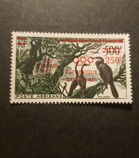 Timbre Tchad Jeux Olympiques Oiseaux Poste Aérienne Pa N°1 Neuf ** Luxe Mnh 1960