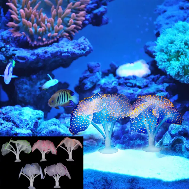 Fluorescent Coral Plant Aquarium Glow In The Dark Fish Tank Ornament Decorati YK