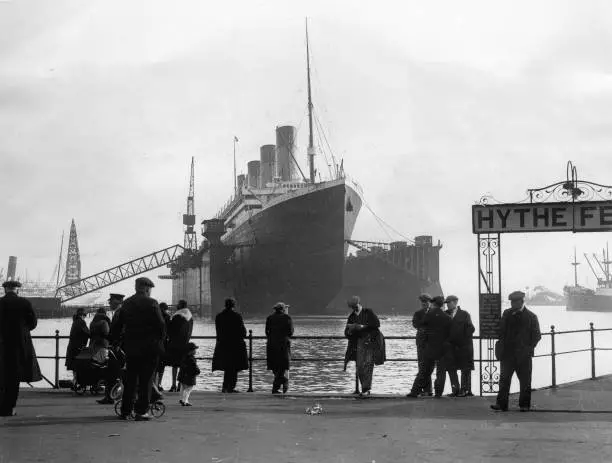 The White Star Liner Olympic in a floating dry-dock at Southampton- Old Photo