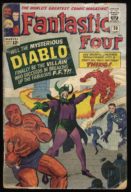 Fantastic Four #30 GD- 1.8 1st Appearance Diablo! Jack Kirby Art! Marvel 1964