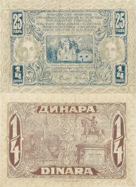 Jugoslawien 25 Para 1921 1/4 Dinar Königreich d. Serben Kroaten Slowenen Pick 13