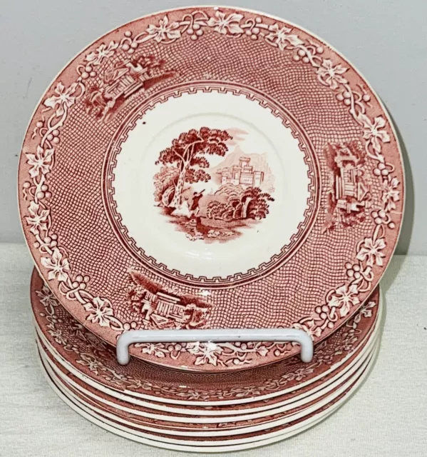 8 Royal Staffordshire *JENNY LIND 1795 RED 5 3/4" SAUCERS