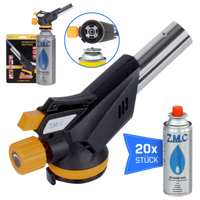 Brûleur Gaz Bec Bunsen ZMC + 16 Cartouches Butane – Allumage Piezo – Neuf