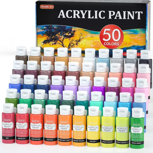 Acrylic Paint Shuttle Art 50 Colours Acrylic Paint Set 2oz/60ml Bottles Rich