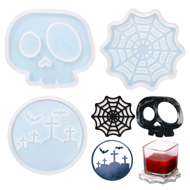 Silikon Halloween Untersetzer Tablett Harz Epoxy Form Gießform Achat Dekor DIY