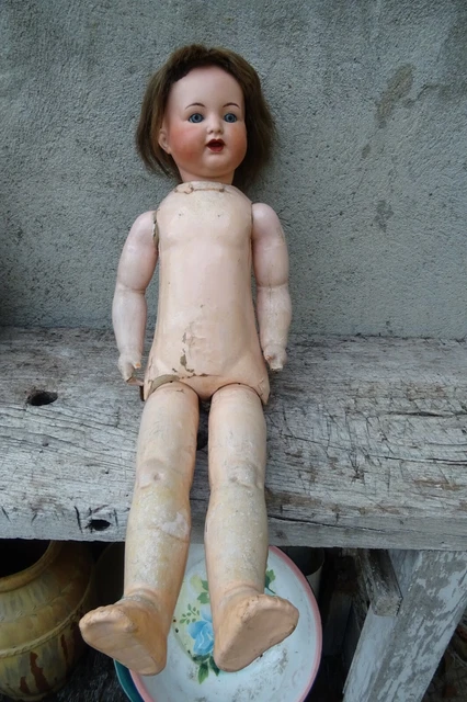Poupée Ancienne Tête Porcelaine Simon Halbig - Yeux Dormeurs, Corps Articulé - Allemagne