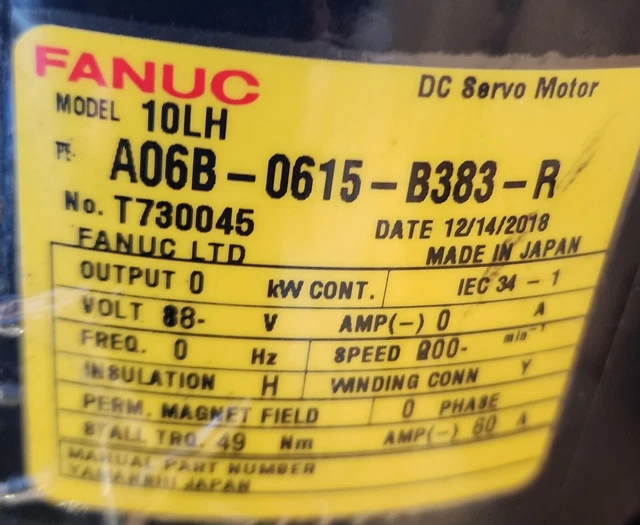 Fanuc A06B-0615-B383 10LH Servo Motor Amada Pega Coma Vela