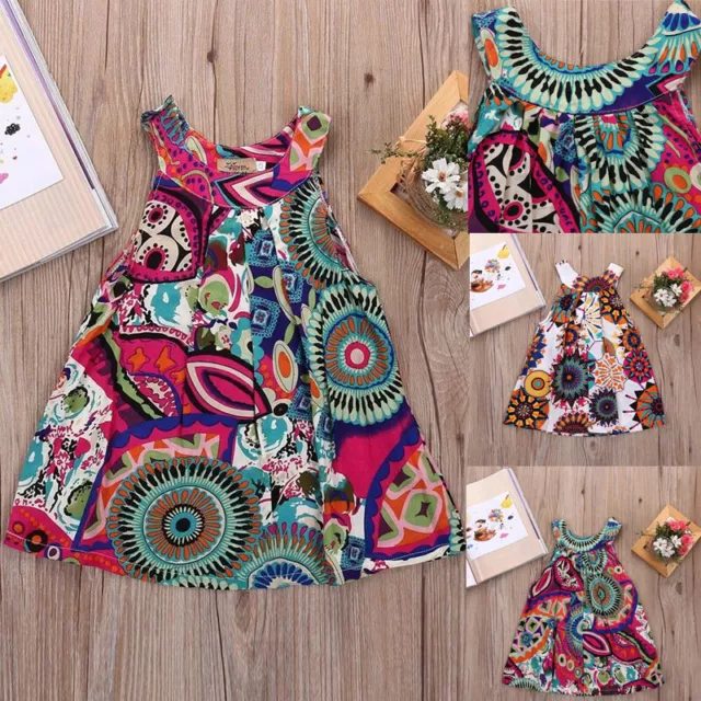 Toddler Baby Girls Bohemian Bodysuit Romper Dress Skirt Clothes Outfit Set