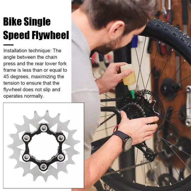 Bike Single Speed Flywheel Cassette Cog Chain Tensioner 12-19T` Kit B5J8 C9F9