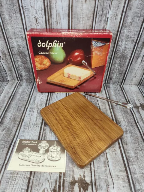 Vintage Dolphin Handcrafted Teakwood Cheese Slicer Cutting Board Style 221