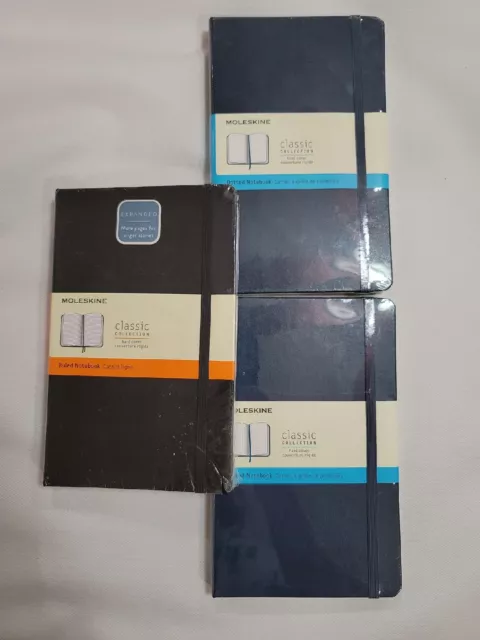 Moleskine Classic Expanded Ruled, Dotted, Hard Cover, Large (5"x 8.25") LOT OF 3