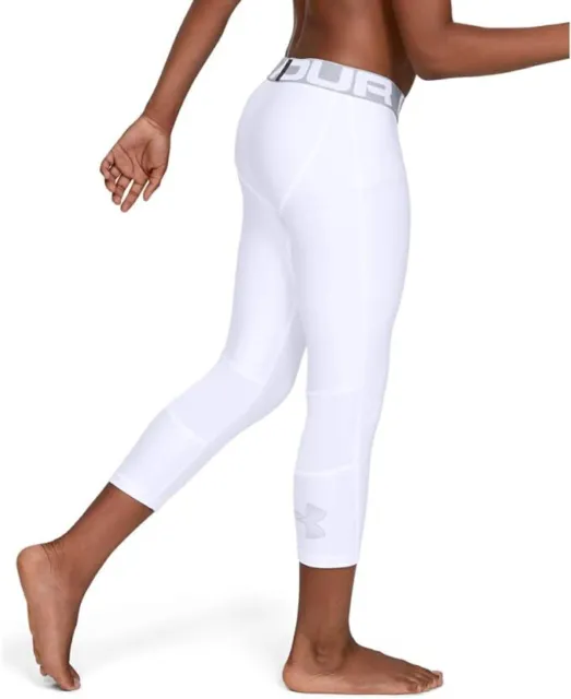 Under Armour Boys Heatgear Armour ¾ Leggings White 1328980 3