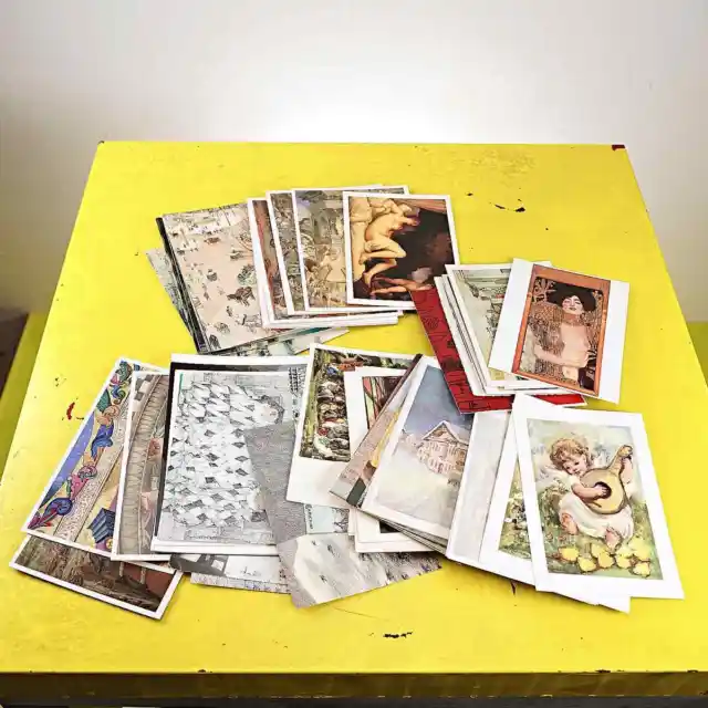 lotto di 90 cartoline vintage non viaggiate a tema arte