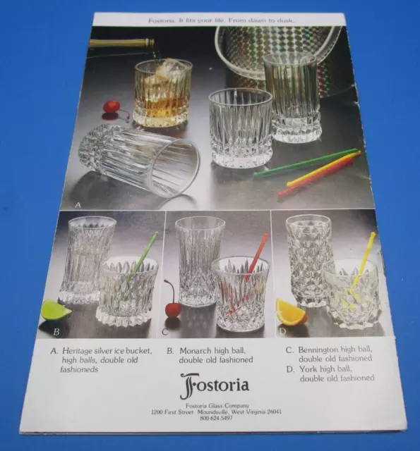 FOSTORIA GLASS Brochure Color Illustrated CAPTIVA SATIN RIBBONS + 16 Pages 1982 2
