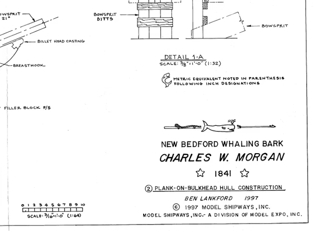 Boat Ship Model Blueprint 1997 Plans Charles W. Morgan 1841 Model Shipways