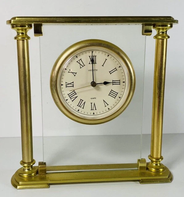 Horloge De Table Howard Miller - Design Laiton - Cadran Flottant - Mouvement Quartz - 19x16cm
