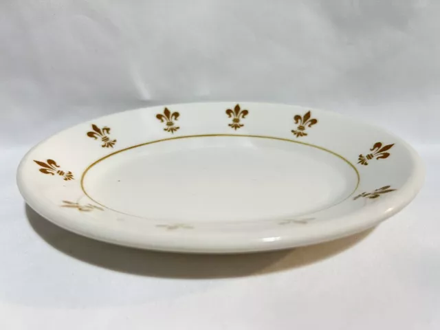 Homer Laughlin-Best China-White/Gold Brown Fleur De Lis Rim-Sm. 6.25”Oval Plate 2