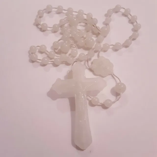 Vintage Religious Plastic Bead Rosary W/ Crucifix  prayer necklace