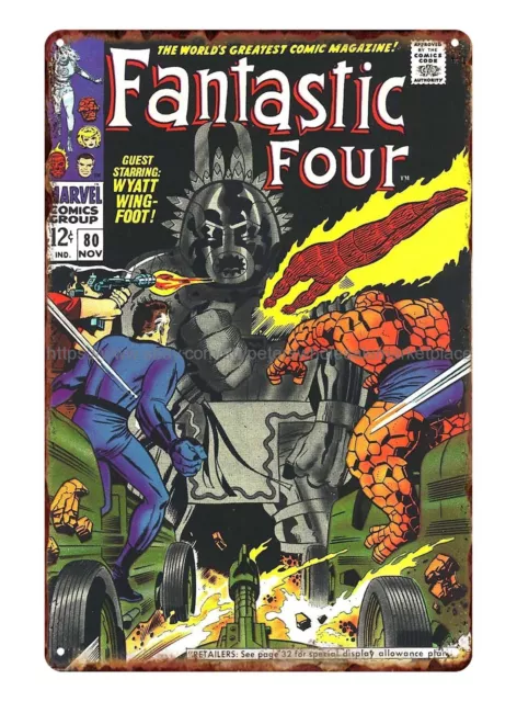 1960s  comics fantastic Four metal tin sign plaque garage signs
