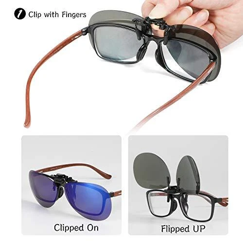 Hifot Lot de 2 lunettes de soleil à clipser, verres polarisés pour lunettes de v 3