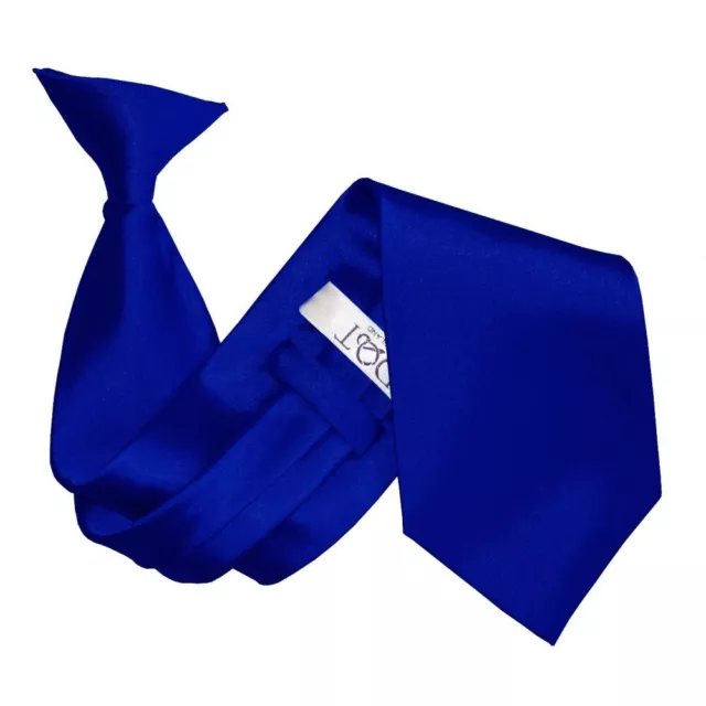 Royal Blue Clip On Tie Satin Plain Solid Mens Formal Wedding Necktie by DQT