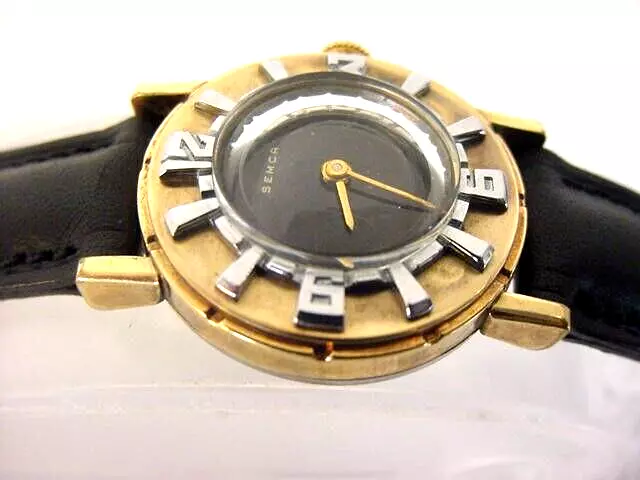 Vintage GOLD FD antique NOS Art Deco unusual SEMCA BEAU BROMMEL mens watch