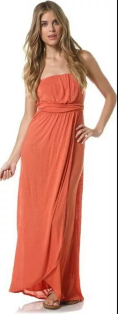 NEW QSW A Quiksilver Collection Women's Strapless Maxi Dress Size S Orange 36K