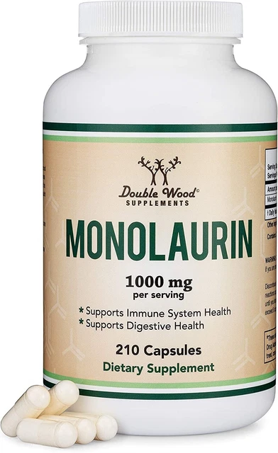 Monolaurin 1,000mg per Serving, 210 Capsules (Vegan Safe, Non-GMO, Gluten Free,