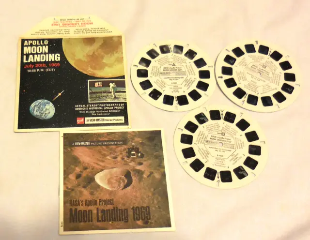 3 reels with Booklet  Apollo Moon Landing July 20th 1969 View-Master B 663 3D