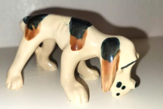 Hound Dog Pottery Figurine Vintage Bloodhound Sniffing