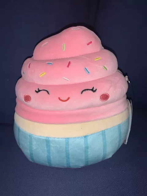 Squishmallow 8" Diedre Cupcake Soft Sweet Pink Blue Food Plush 2023 Kellytoy