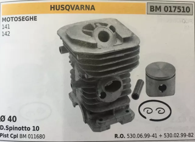 Cilindro Completo Di Pistone E Segmenti Brumar Bm017510 Husqvarna