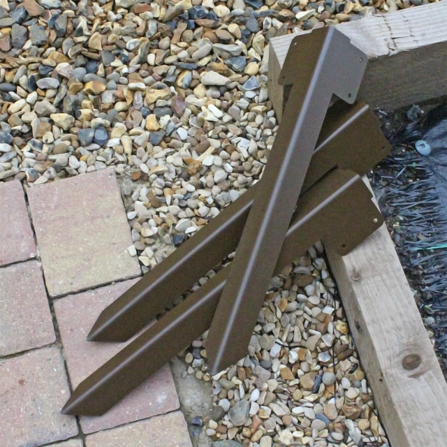 2-Tier Corner Bracket For Timber Railway Sleepers – Steel, Powder Coated Brown, Driveway Edging DIY
