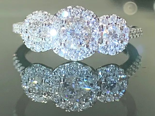 Diamond 3-stone Cluster Ring, Trilogy, set in Platinum, Engagement