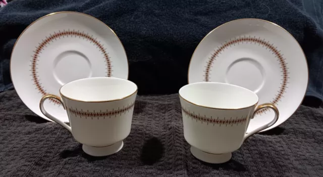 Vintage Mikasa Bone China Narumi Japan Bryn Mawr 104, Cup & Saucer, Set Of 2