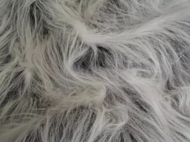 LONG Pile Fun Faux Fur Fabric Material - BLACK FROST