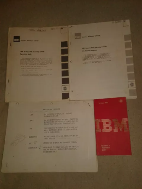Lot of 4 IBM System 360 Guide Books and Control Language Documentation 1960s