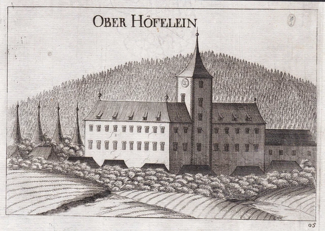 Castello Oberhöflein Weitersfeld Corno Incisione Stampa Antica Vischer 1672
