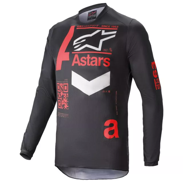 Alpinestars Maglia fluid Motocross MX Moto - Decorative Nero/Luminoso Rosso