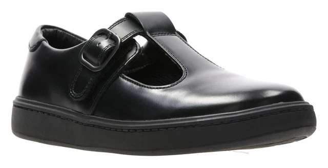 BNIB CLARKS GIRLS Junior Youth Street Soar Black Leather School Shoes F G 24.99 PicClick UK