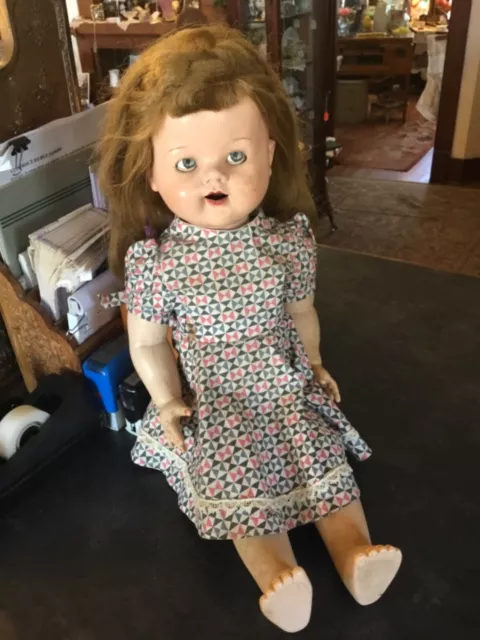 Vintage 1950s Ideal Saucy Walker 22” Doll Flirty Eyes Open Mouth Legs Arms Move