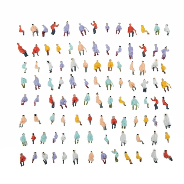 60 Figurines Assises Peintes - Échelle HO 1/87 - Passagers Pour Maquettes Royaume-Uni