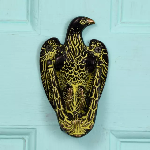 Ancien Fait à la Main Laiton Aigle Porte Heurtoir Cloche Pour Entrée Principal
