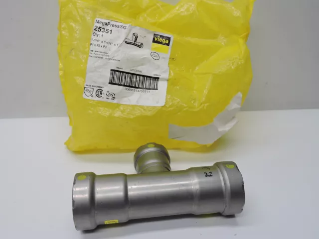 "Camiseta VIEGA MEGAPRESS G 25351 1-1/4"" x 1-1/4"" x 1"" GAS - ¡NOB NUEVA!