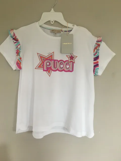 BNWT EMILIO PUCCI RRP £225 Designer Girls Kids Tshirt Top Shirt AGE 14 YRS UK 8