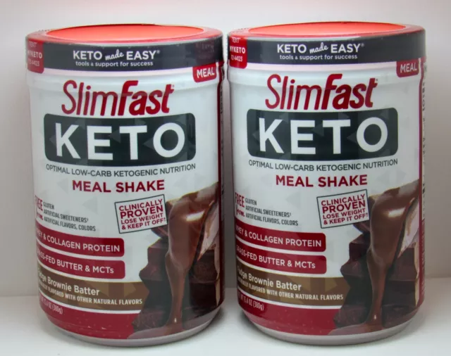 SlimFast Keto Meal Shake Fudge Brownie Batter Best by 5/2024 Lote de 2
