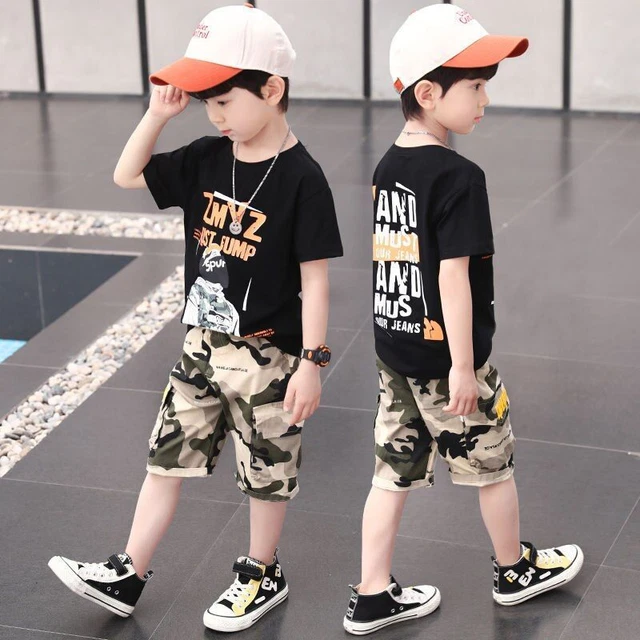 Camouflage Pantaloncini Due Pezzi Set Manica Corta Abito Hip-Hop Vestiti Estivi