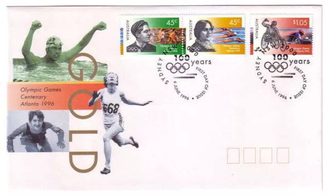 1996 FDC. Australia. Olympic Games Atlanta. Olympic PictPMK. "SYDNEY"